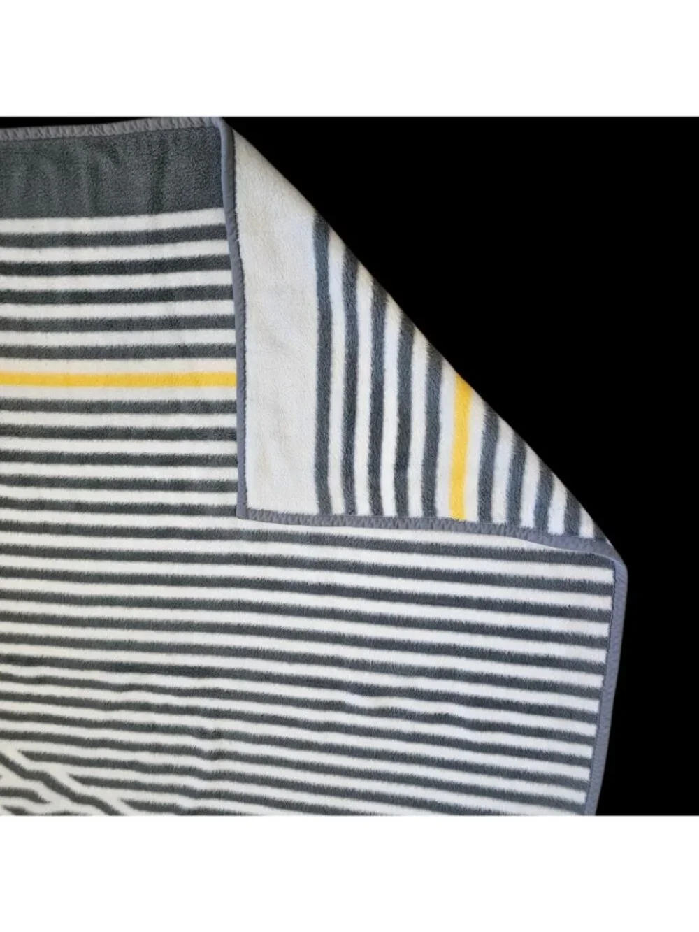 VTG Reversible Striped Blanket Dralon Germany Retro Mid-century Style Gray White